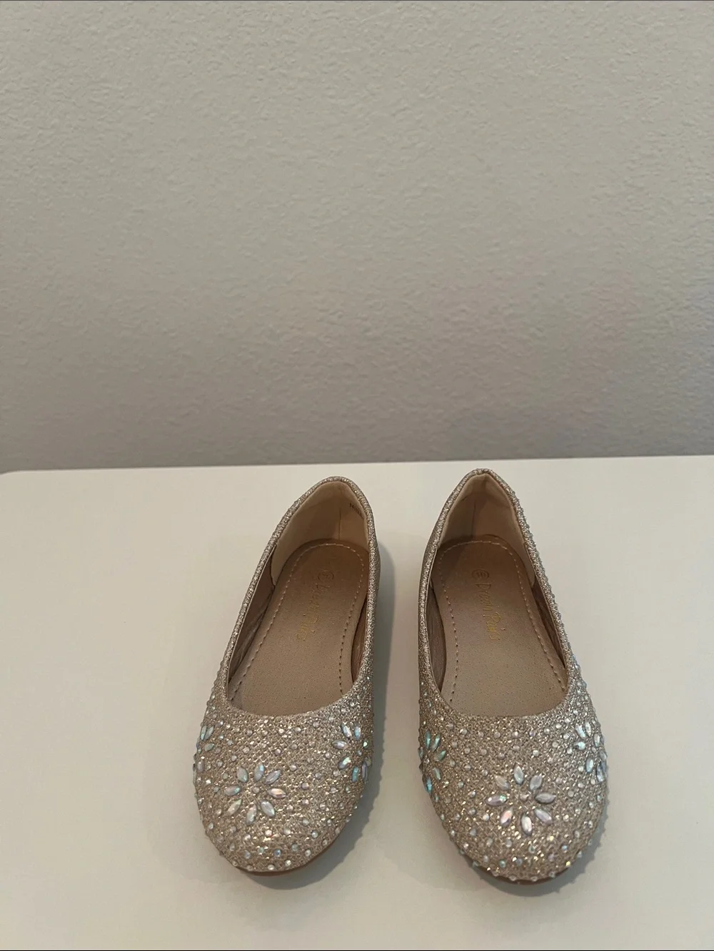 Dream Pairs Girls' Sparkle Ballet Flats in Champagne Gold